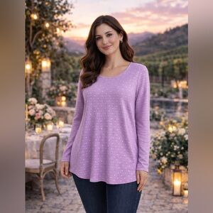 Lavender Pink Polka Dot Long Sleeve Top